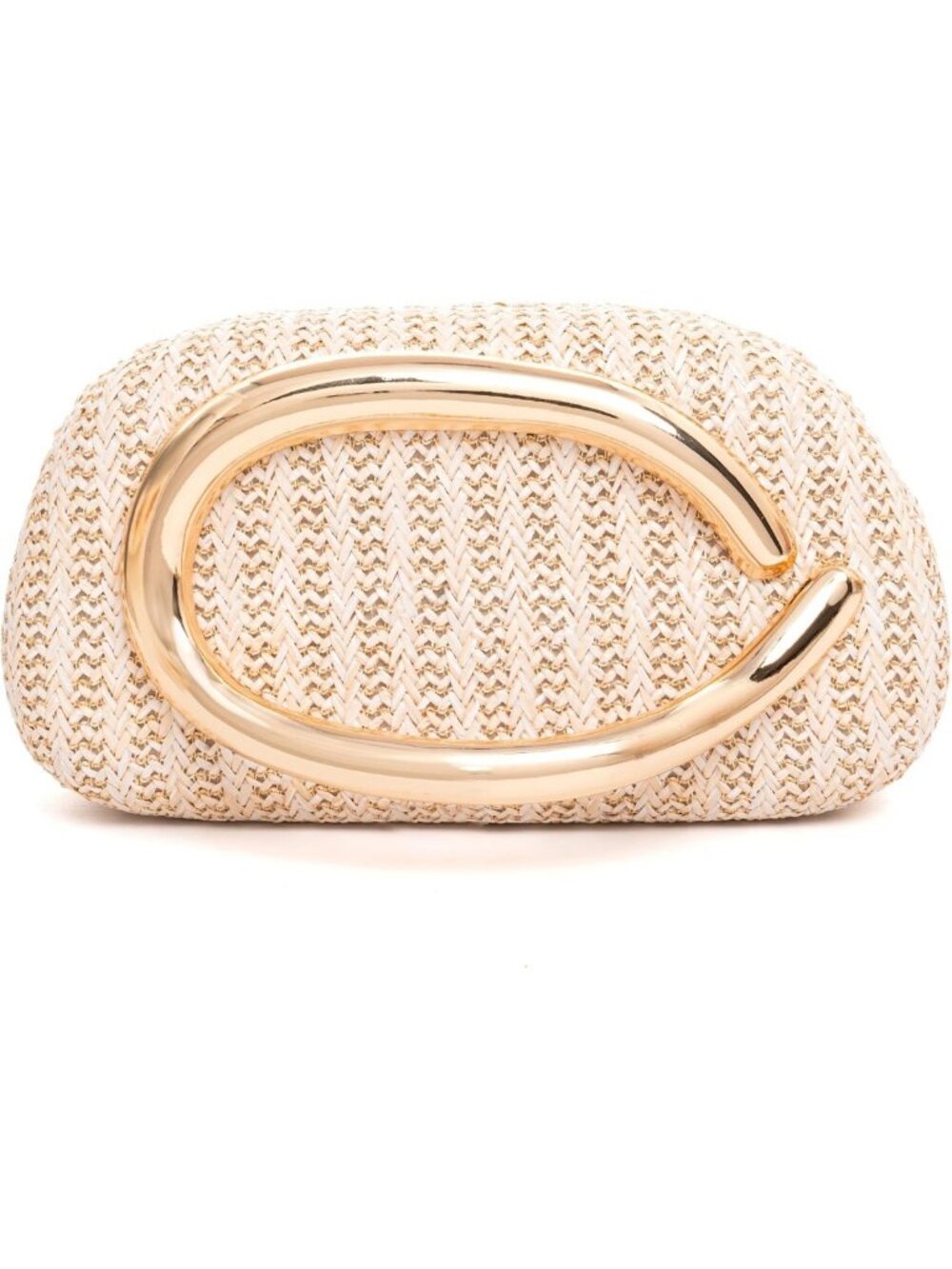 Chic Straw Woven Clutch with Gold Handle - Perfect for Weddings & Parties